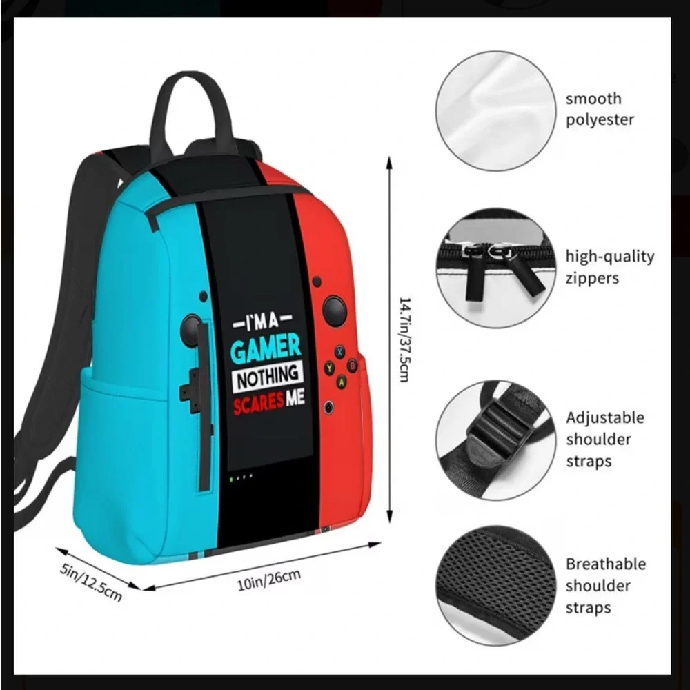 Gamer Backpack with Red and Blue Design
